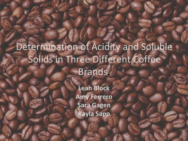 Determination of Acidity and Soluble Solids in Three Different Coffee Brands.