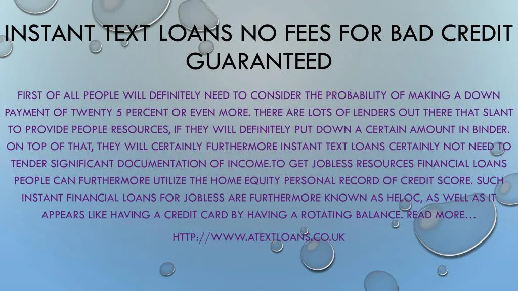 instant text loans no fees for bad credit guaranteed