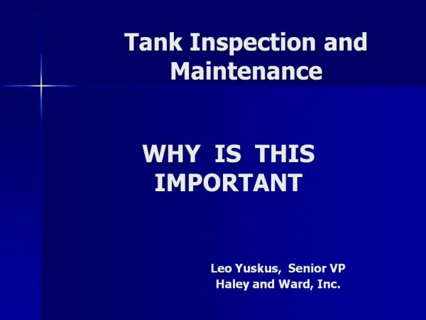 Tank Inspection and Maintenance
