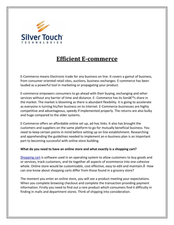 Efficient E-commerce