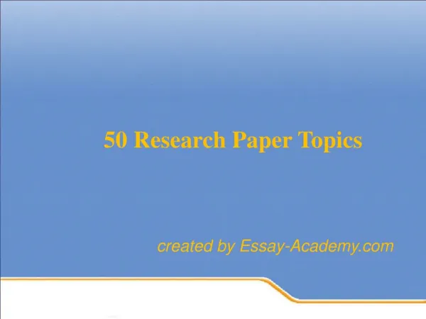 50 Research Paper Topics