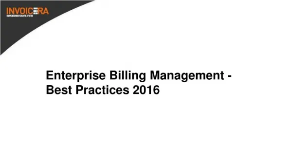 Enterprise Billing Management Best Practices 2016