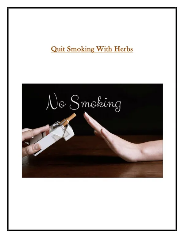 Quit Smoking With Herbs
