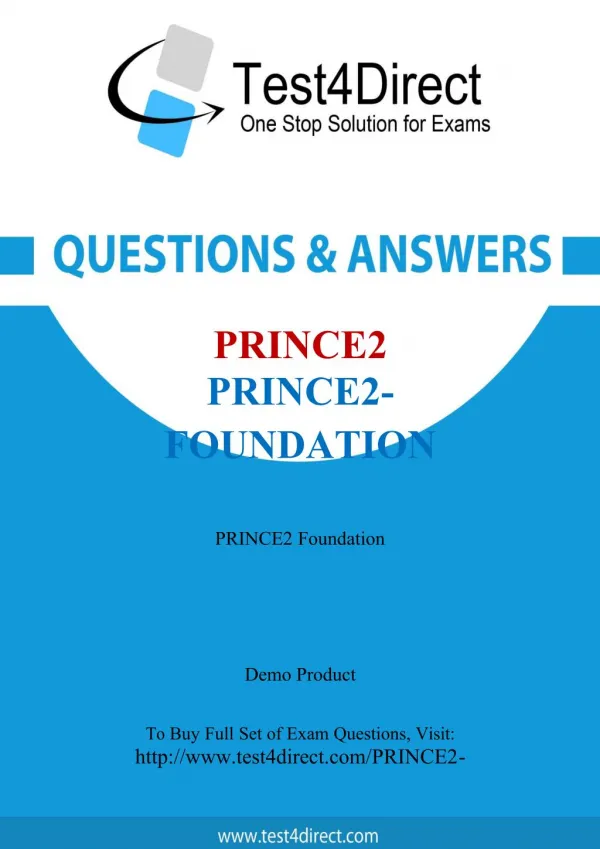 PRINCE2 PRINCE2-Foundation Test - Updated Demo
