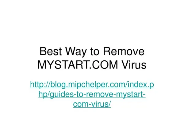 Guides to Remove MyStart.com Virus