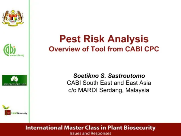 Pest Risk Analysis Overview of Tool from CABI CPC
