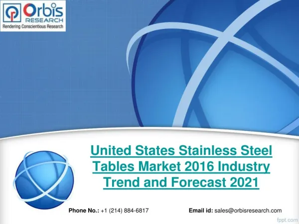 New Market Study Published: United States Stainless Steel Tables Industry