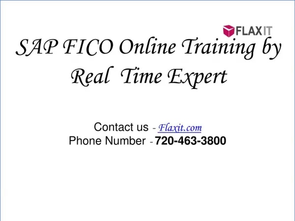 SAP FICO Online Training by Real Time Expert