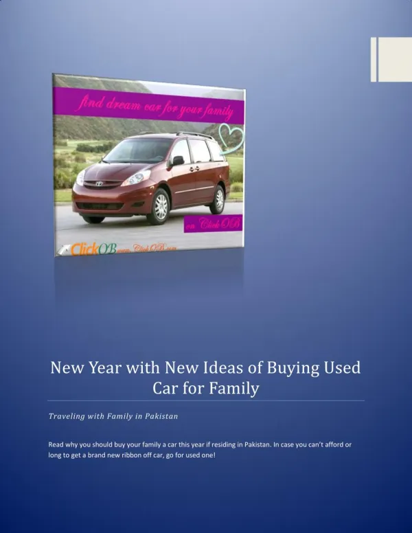 New Year With New Ideas of Buying Used Car for Family