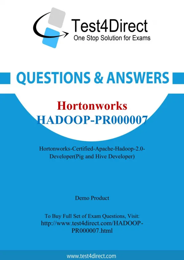 Hortonworks Hadoop-PR000007 Exam - Updated Questions