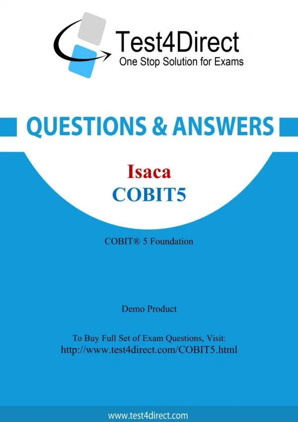 Isaca COBIT5 Exam - Updated Questions
