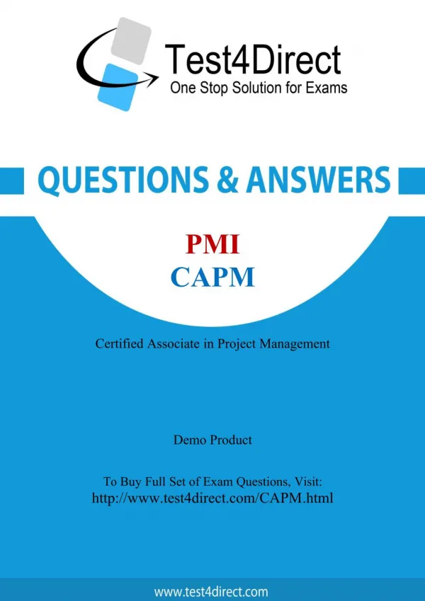 PMI CAPM Exam - Updated Questions