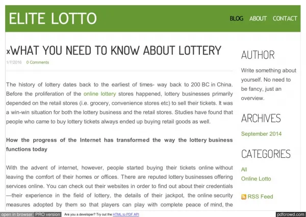 ?WHAT YOU NEED TO KNOW ABOUT LOTTERY