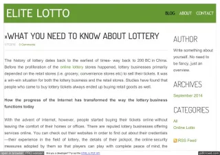 ﻿WHAT YOU NEED TO KNOW ABOUT LOTTERY