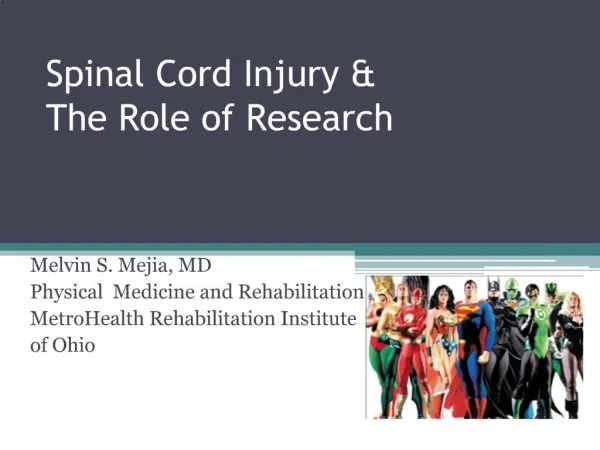 Spinal Cord Injury The Role of Research