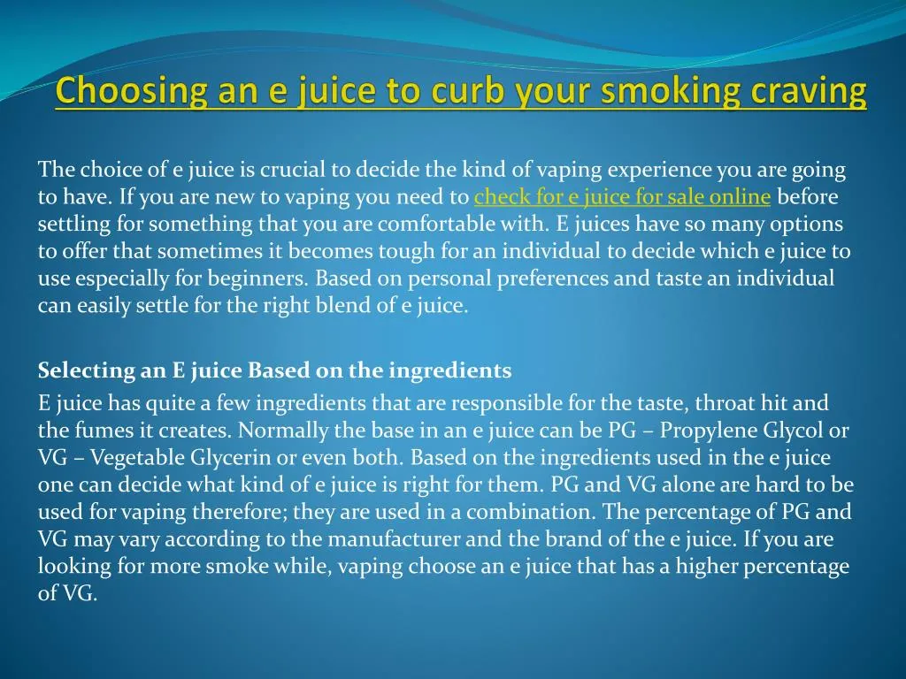 choosing an e juice to curb your smoking craving
