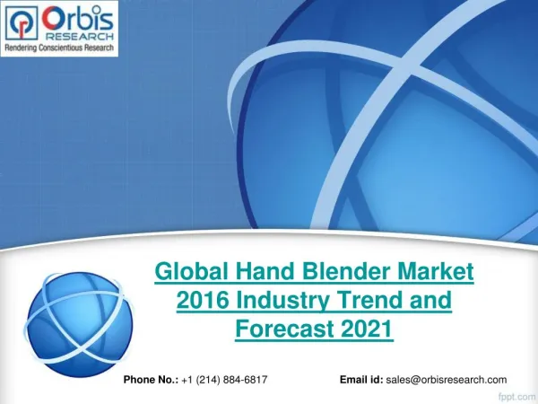 2016 Hand Blender Market Outlook and Development Status Review