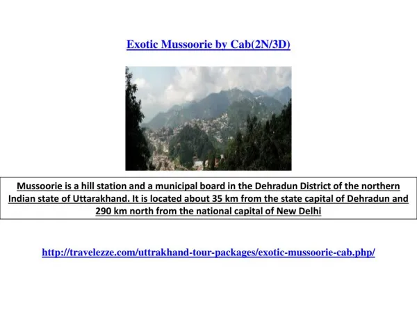 Exotic Mussoorie by Cab(2N/3D)
