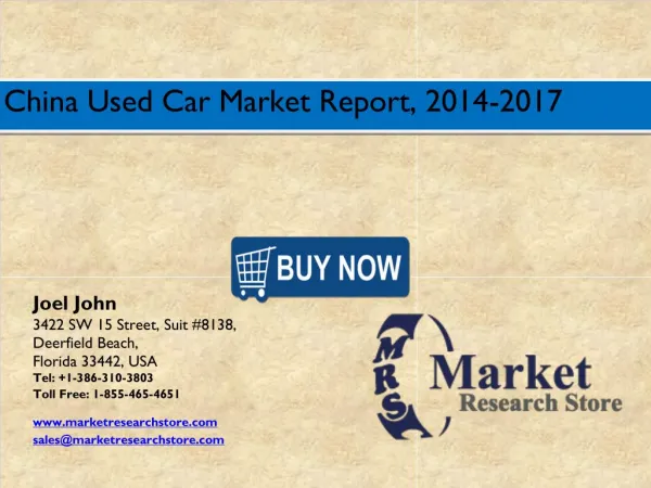 China Used Car Market 2016: Size, Share, Trends, Growth Analysis Forecast