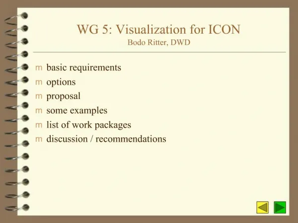 WG 5: Visualization for ICON Bodo Ritter, DWD