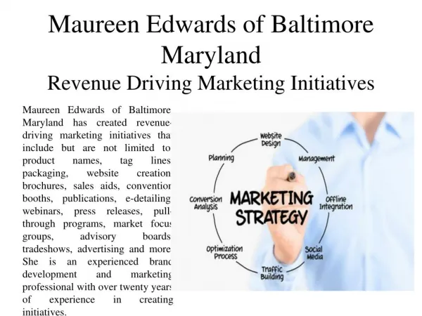 Maureen Edwards of Baltimore Maryland Revenue Driving Marketing Initiatives