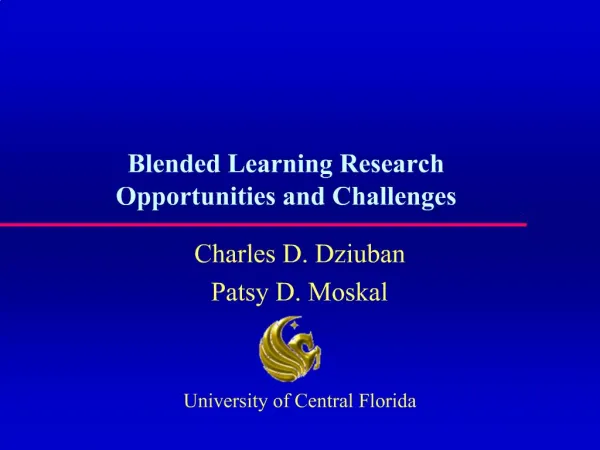 Blended Learning Research Opportunities and Challenges
