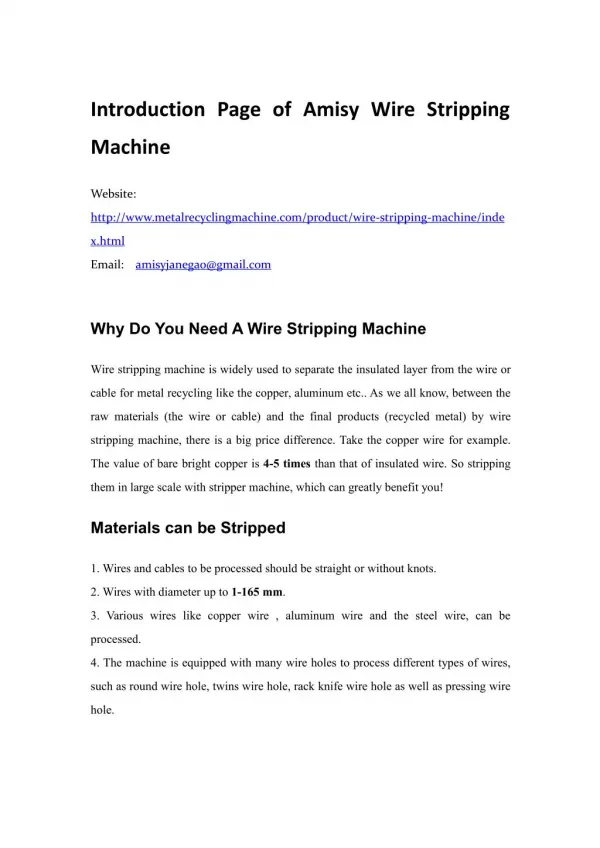 Introduction on Wire Stripping Machine