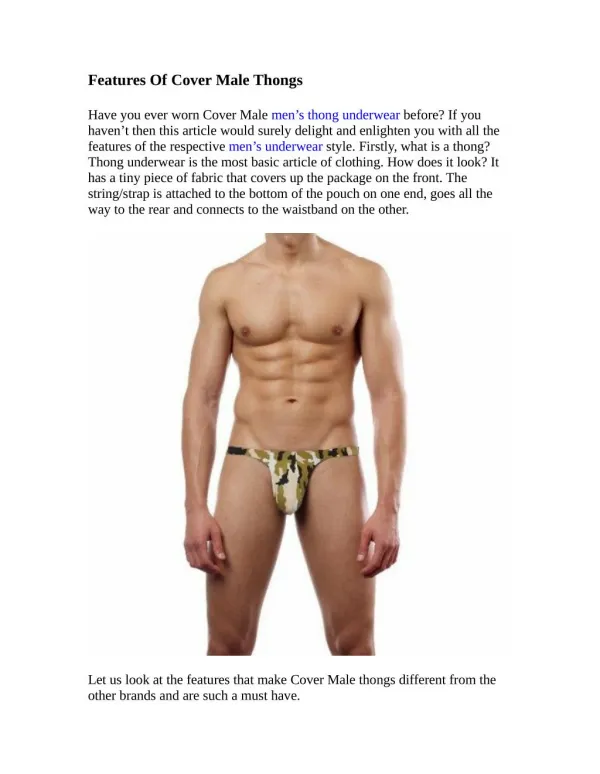 Features Of Cover Male Thongs