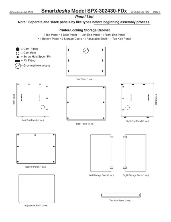Smartdesks Model SPX-302430-FDx - Printer/Locking Storage Cabinet