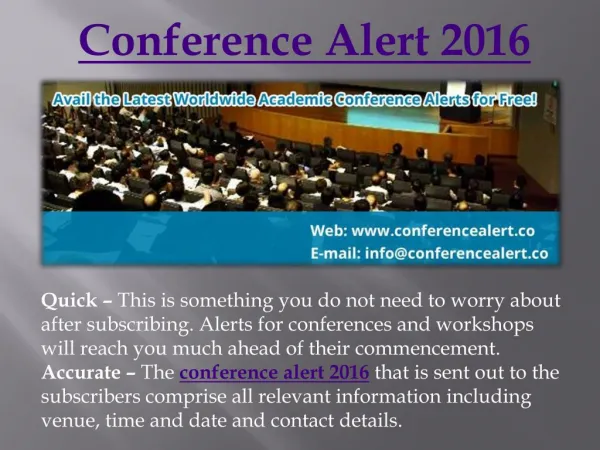 Conference alert 2016