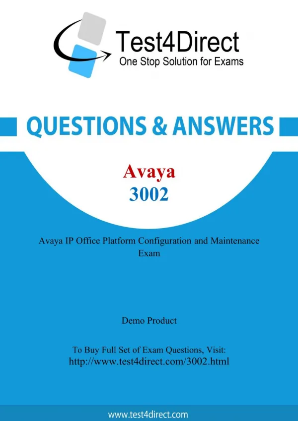 Avaya 3002 Test - Updated Demo