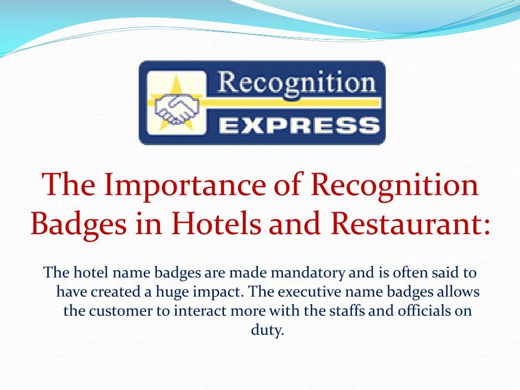 the importance of recognition badges in hotels and restaurant