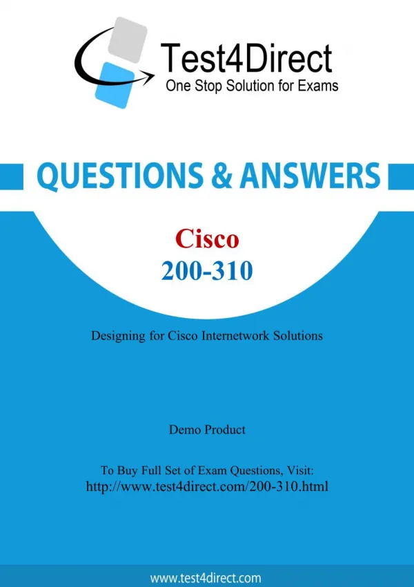 Cisco 200-310 CCDA Real Exam Questions