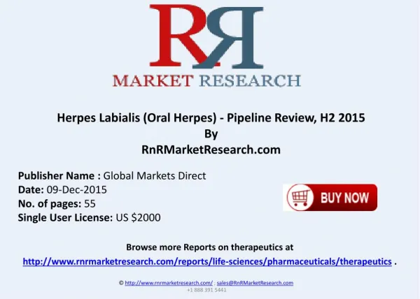 Herpes Labialis (Oral Herpes) Pipeline Review H2 2015