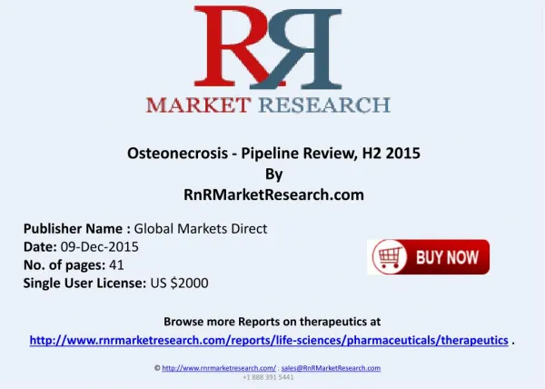 Osteonecrosis Pipeline Review H2 2015