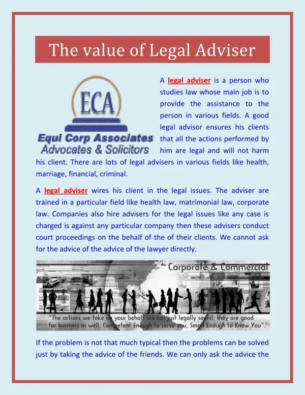 The value of Legal Adviser