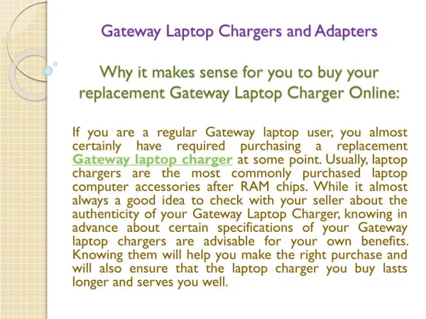 Gateway Laptop Chargers and Adapters