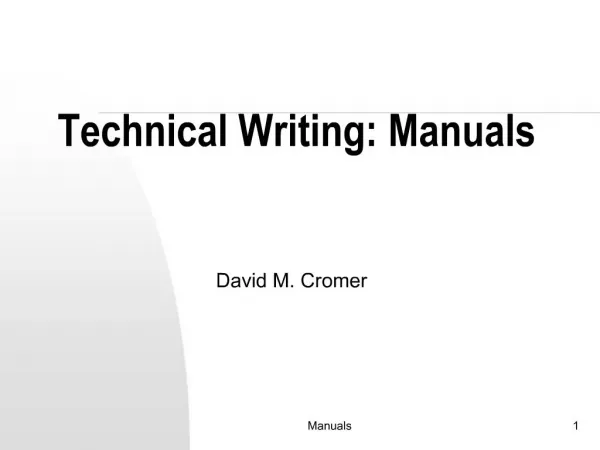 Technical Writing: Manuals
