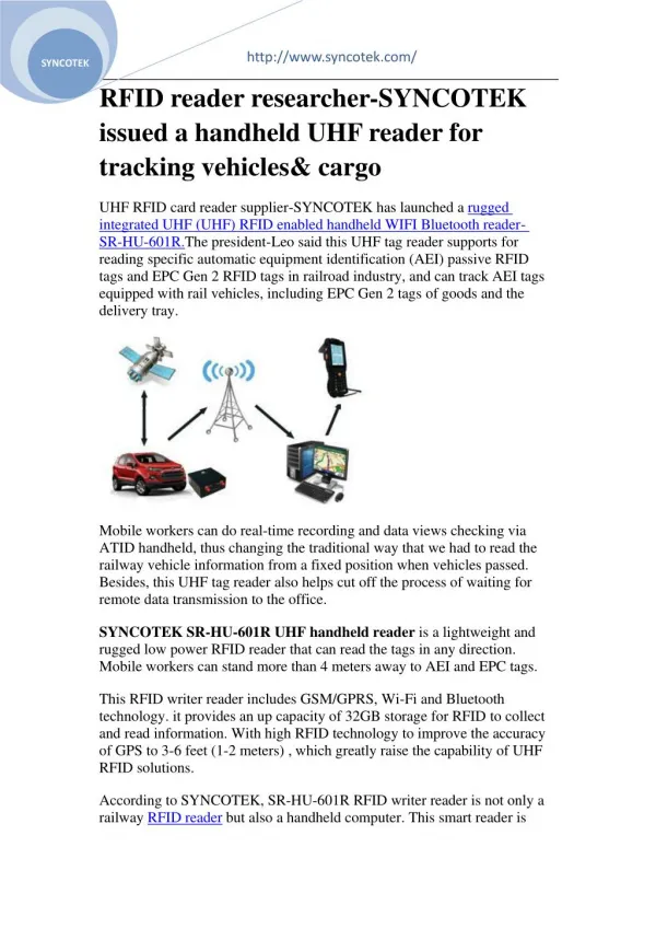 How RFID reader supports tracking vehicles& cargo