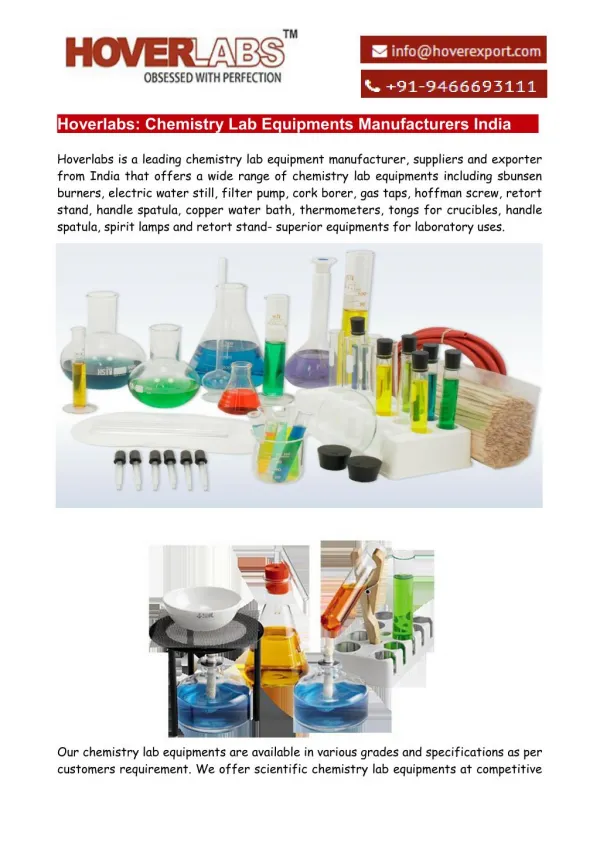 Chemistry Lab Equipments Manufacturers India