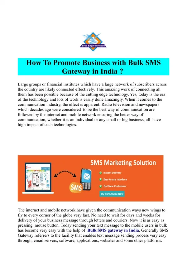 Bulk SMS Gateway Provider in India
