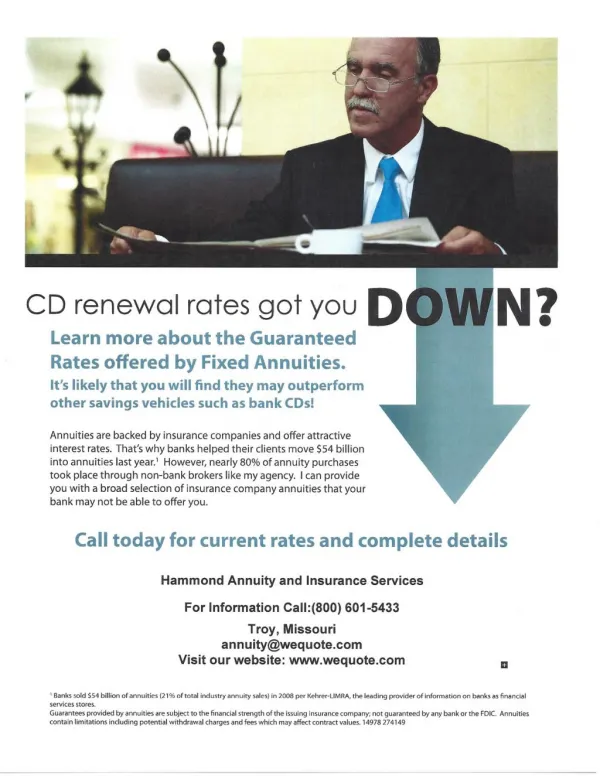 CD Renewal Rates - Hammond Insurance Services