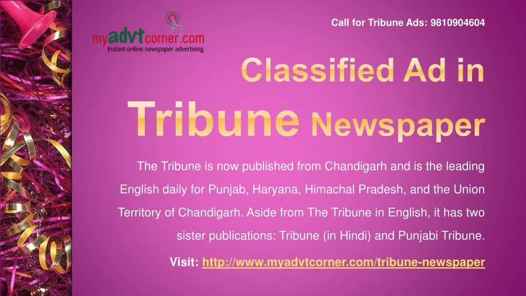 classified ad in tribune newspaper