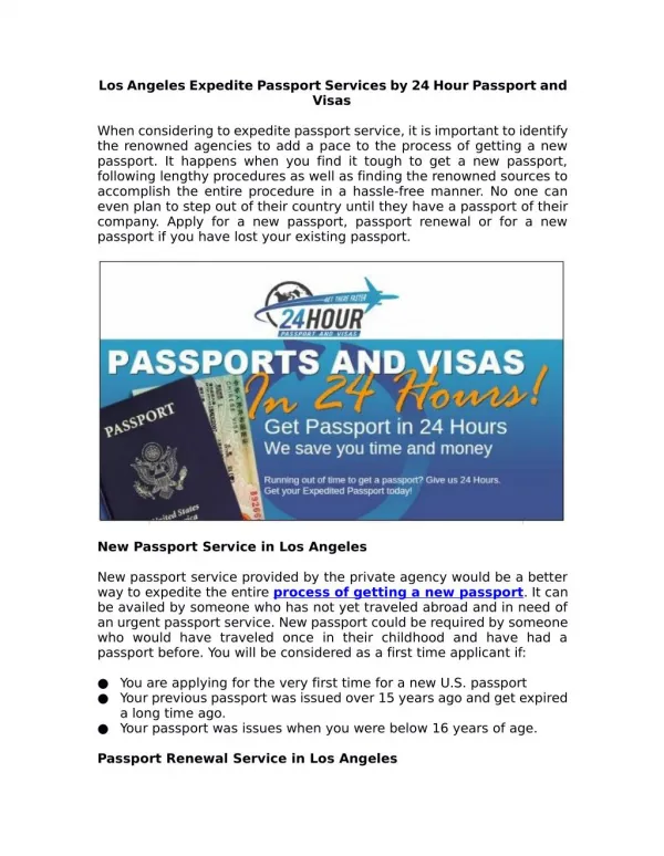 Get Expedited Passport Services in Los Angeles