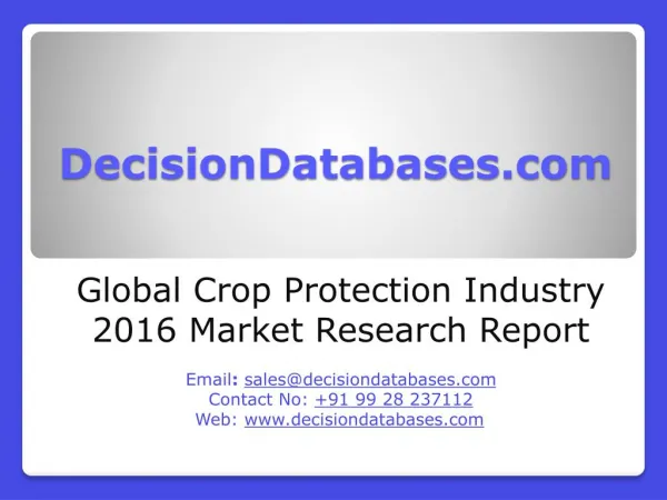 Global Crop Protection Market 2016:Industry Trends and Analysis