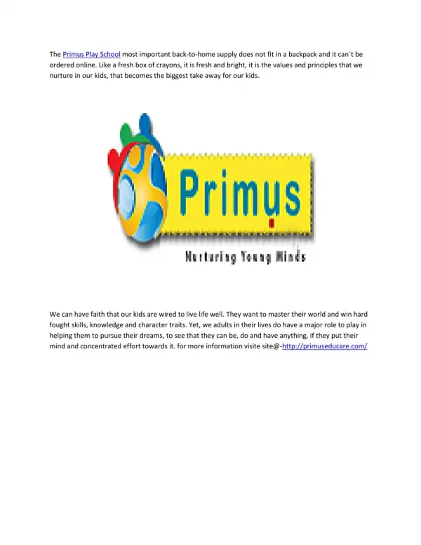 The Primus Play School in indore