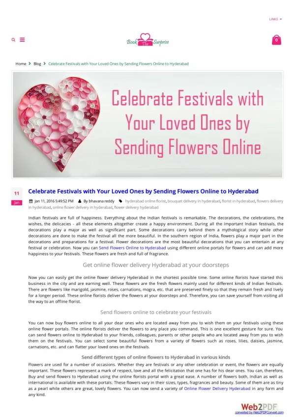 Celebrate Festivals with Your Loved Ones by Sending Flowers Online to Hyderabad