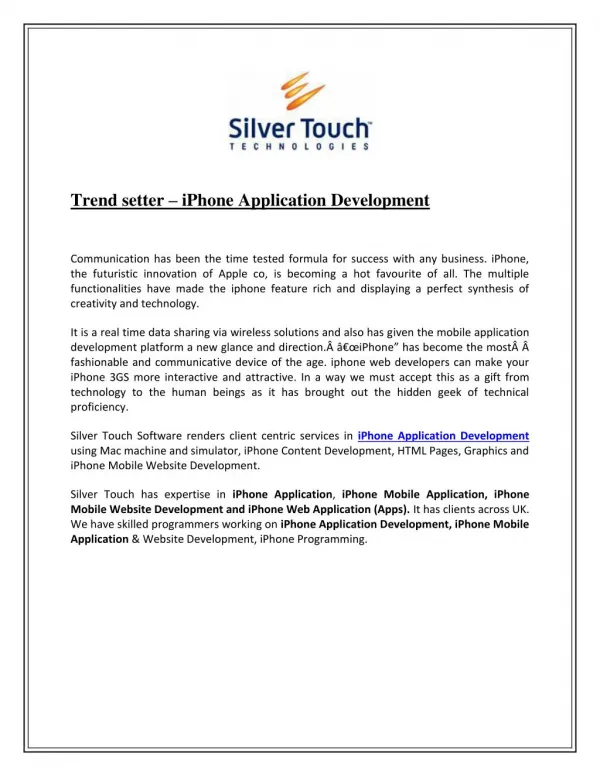 Trend setter – iphone application development