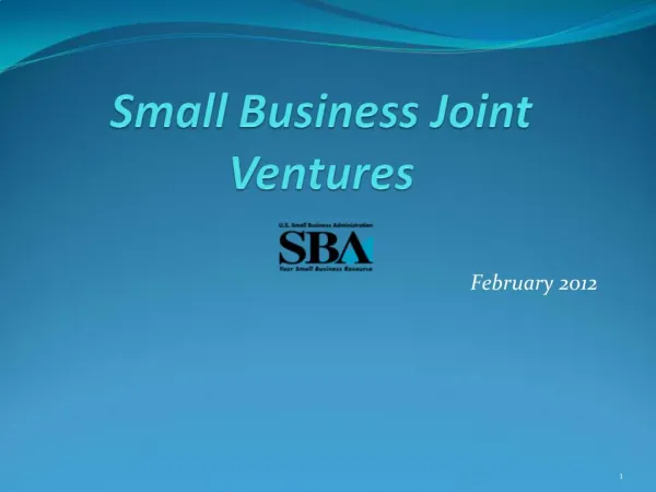 Small Business Joint Ventures