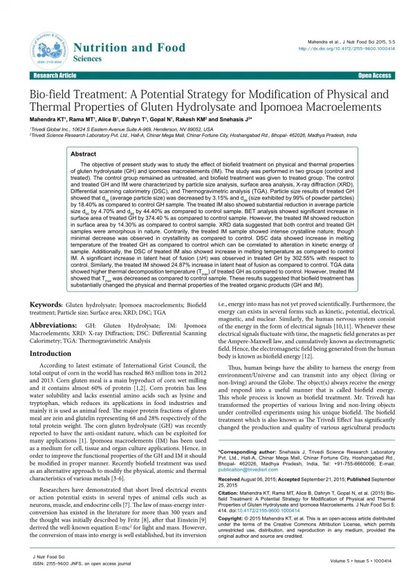Alteration in Thermal Properties of Ipomoea Macroelements